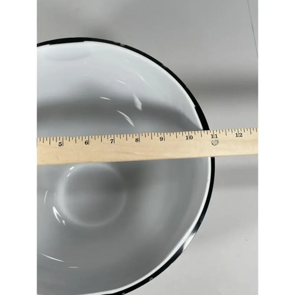 Large Gray With Black Oval Design Art Painted Glass Round Bowl Tall *read Descri
